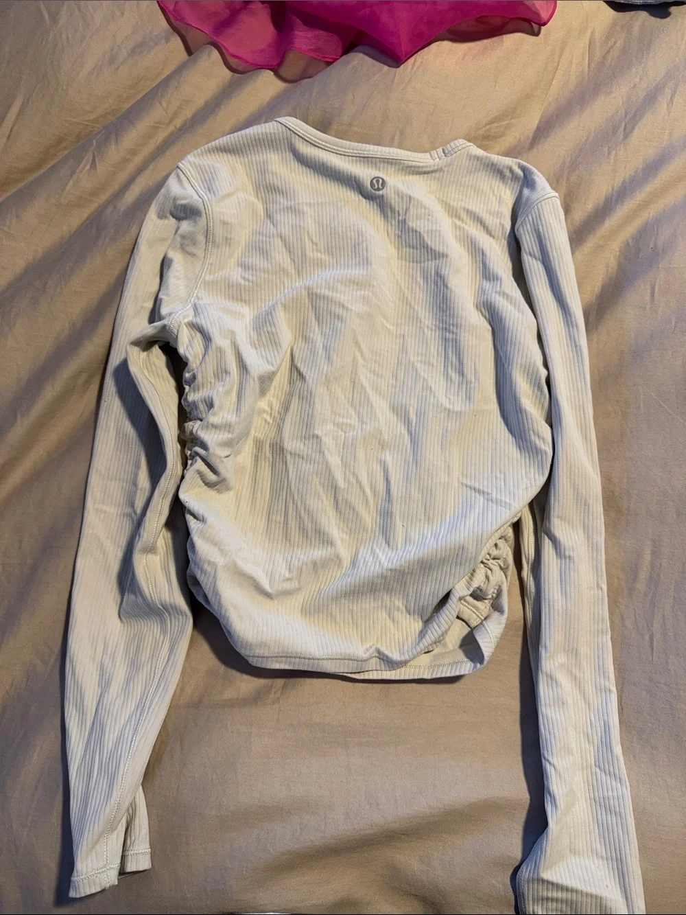 lululemon athletica Light Blue Ribbed Long Sleeve Top with Side Ruching
